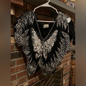 Vintage Sequin Butterfly Top